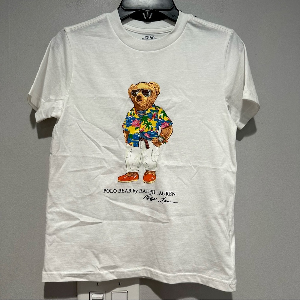 NEW Polo Bear Ralph Lauren White Short Sleeve Tee Size 7